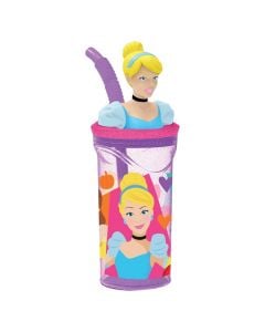 Gote me pip per femije, 3D Princess, plastike, 360 ml, mikse, 1 cope