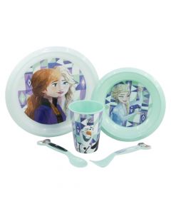 Set ushqimi per femije, Frozen, pjata, gote, luge, pirun, 5 pjese, mikse, 1 pako