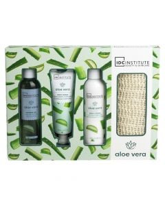 Set Aloe Vera, IDC Institute, 100ml shower gel, 100ml body lotion, 50 ml body scrub, ramie, 1 pako