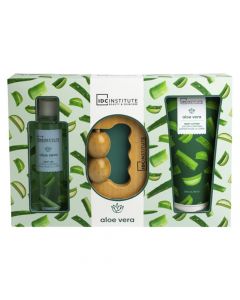 Set masazhi, IDC Institute, Aloe Vera, jeshile, 250ml body oil, 200ml body lotion, massage roller, 1 pako