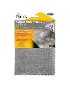 Cleaning cloth for stainless steel, Apex, microfiber sponge, 35x30 cm, gray, 1 piece