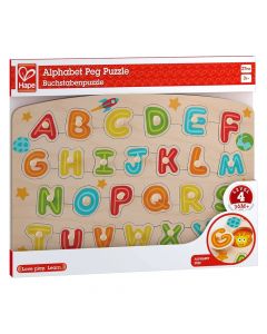 Lodër për fëmijë, Hape, Alphabet peg puzzle, druri, mikse, +3 vjec, 1 copë