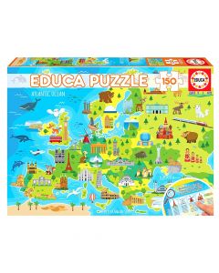 Puzzle për fëmijë, Educa, Mapa Europe, 150 pjesë, +6 vjec, 1 copë