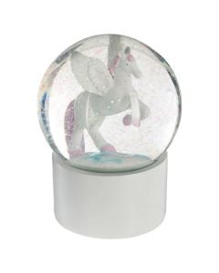 Glob dekorues, Unicorn, Snow globe, qelq, D10cm, e bardhë, 1 copë