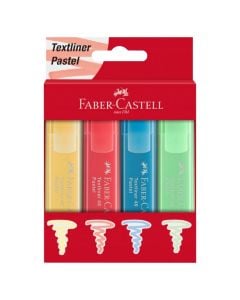 Evidenciator, Faber Castell, pastel, mikse, 4 copë, 1 pako