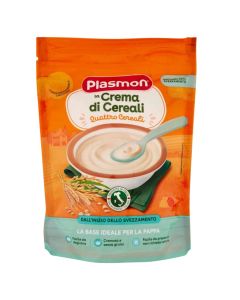 Krem drithërash për fëmijë, Plasmon, La Crema Di Cereali Quattro Cereali, 200 gr, +6 muajsh, 1 copë