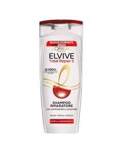 Shampo riparuese për flokët Total Repair x5, Elvive, L'Oreal, plastikë, 285 ml, e bardhë dhe e kuqe, 1 copë