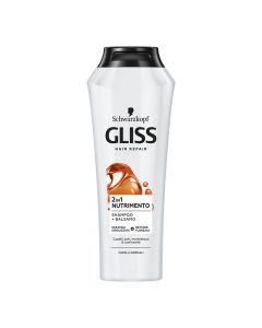 Shampoo and conditioner 2 in 1 for hair, Gliss, plastic, 250 ml, white and gold, 1 piece