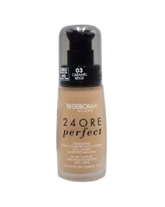 Liquid makeup foundation spray, 03 Caramel Beige, 24 Ore, Deborah, plastic and glass, 30 ml, beige, 1 piece