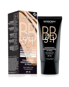 5 in 1 skin perfector makeup foundation, 02 Beige, BB Cream, Deborah, plastic, 30 ml, beige, 1 piece