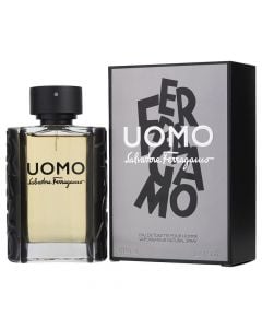 Eau de toilette (EDT) për meshkuj, Uomo, Salvatore Ferragamo, qelq, 100 ml, bezhë, e zezë dhe transparente, 1 copë