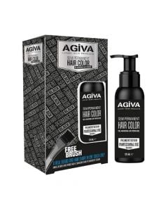 Semi-permanent beard and hair dye and a brush for applying the dye, Agiva, plastic, 125 ml, black, 2 pieces