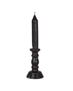 Decorative candle with holder, plastic and paraffin, 27 cm, black, 1 piece