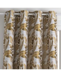 Curtains with rings, polyester , ocer with flowers JACQ BEJUCO, 140 x 260 cm