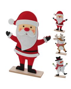 Santa dekorues, tekstil/dru, 3 ngjyra të ndryshme, 34 cm