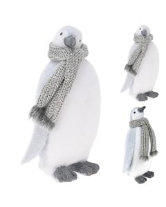 Pinguin dekorues, polistiren, gri/e bardhë, 34 cm