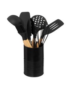 Set aksesorë spatula servirje (PK 7), dru/metal, e zezë, H30 cm