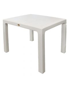Tavolinë katrore, plastike, e bardhë, 90x90xH76 cm