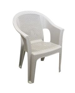Karrige me krahë Afamya, plastike, ngjyre gri, 42x43xH83 cm