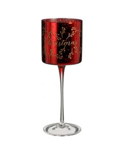 Decorative candle holder, glass, red H25xD9 cm