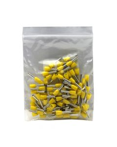 Insulated tube terminal, 1.5 mm², copper / plastic, 100 pcs / pack, yellow