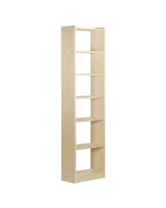 Solid pine wood 7 shelves Serie Gala, thickness 22 mm, widht 50 cm, shelves adjustable in height, untreated, 216.7 x 25 x 50 cm