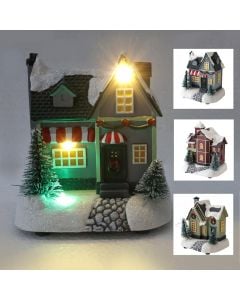 Dekor festiv, fshati Xmas, ndricim led, perdorim I brendshem, L7.5xW10xH11.5 cm, shumengjyresh