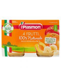 Pure për fëmijë, me 4 fruta, Plasmon, 2x104 gr